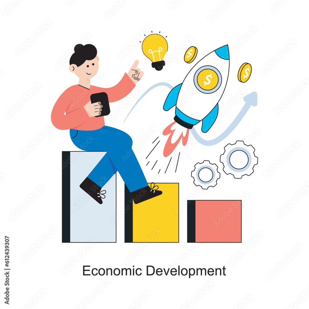 Economic Development Flat Style Design Vector illustration. Stock illustration