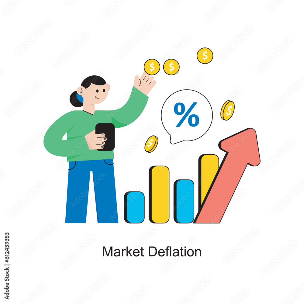 Market Deflation Flat Style Design Vector illustration. Stock illustration
