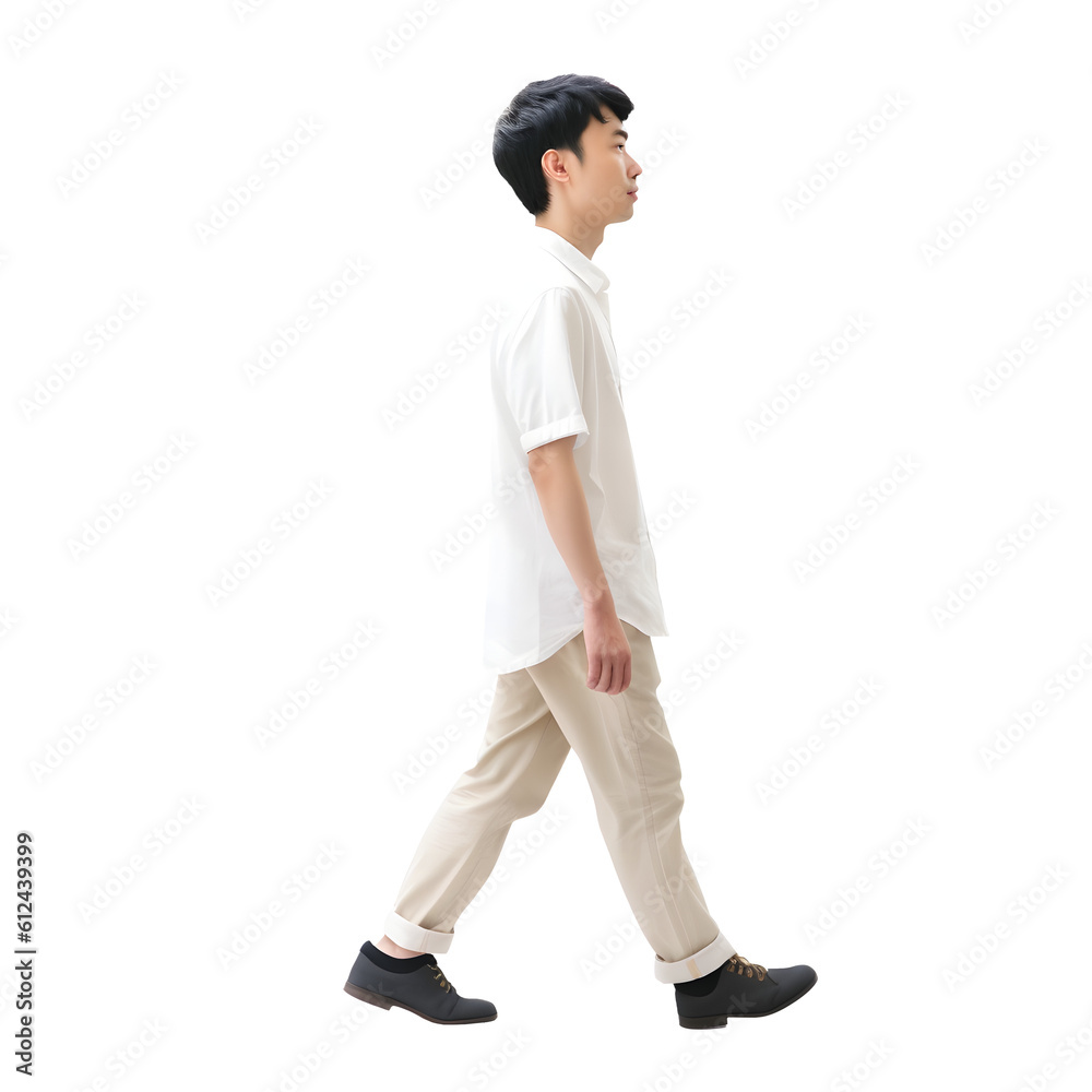 Asian man teenager walking in comfort outfit. Full body isolated on transparent background. Dicut, People, PNG Asian man teenager walking in comfort outfit. Full body isolated on transparent background. Dicut, People, PNG