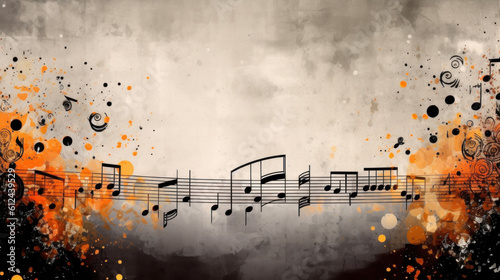 Abstract music notes background. Illustration AI Generative.