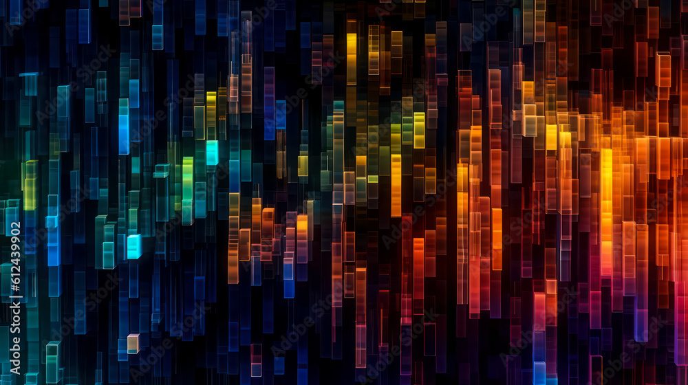 A Digital Tapestry: Exploring the Intricate Interplay of Glitch Art, Abstract Forms, Technological Wonders, and Textural Richness on a Dark Background