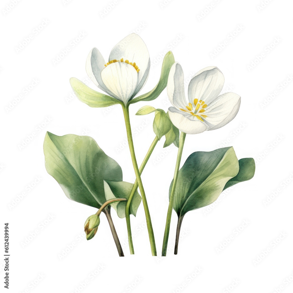 Cute botanical watercolor plant. Illustration AI Generative.