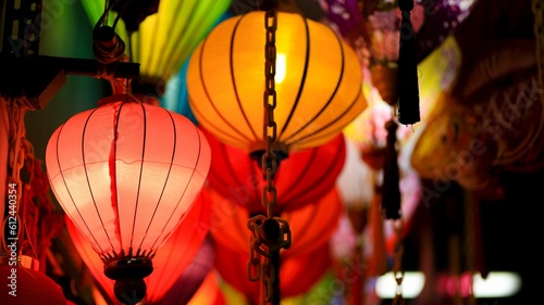 Moon cake festival traditional lanterns in different colors