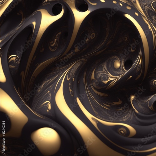 abstract background with gold, A swirling, intricate pattern of carbon atoms, rendered in a glossy, metallic sheen Generative AI