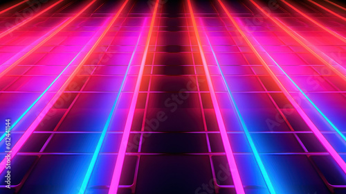 Neon vivid geometrical background. Illustration AI Generative.
