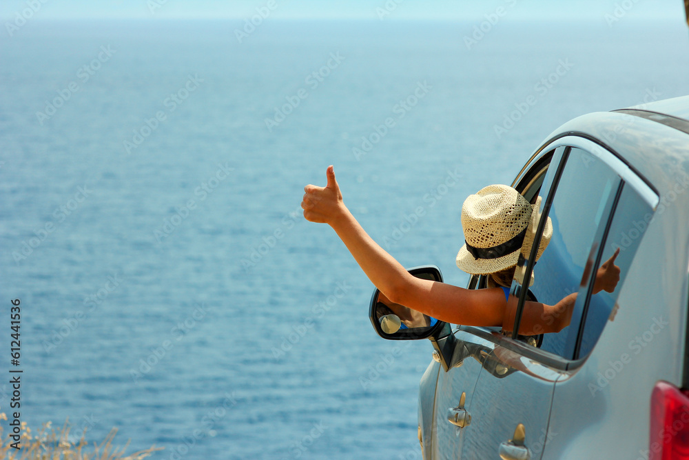 Fototapeta premium driver in car at sea