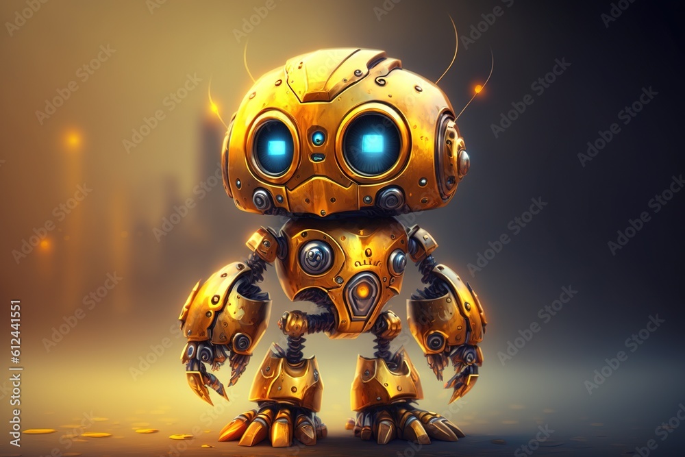 A cute little robot with AI, generated with a blurred background A cute little robot with AI, generated with a blurred background