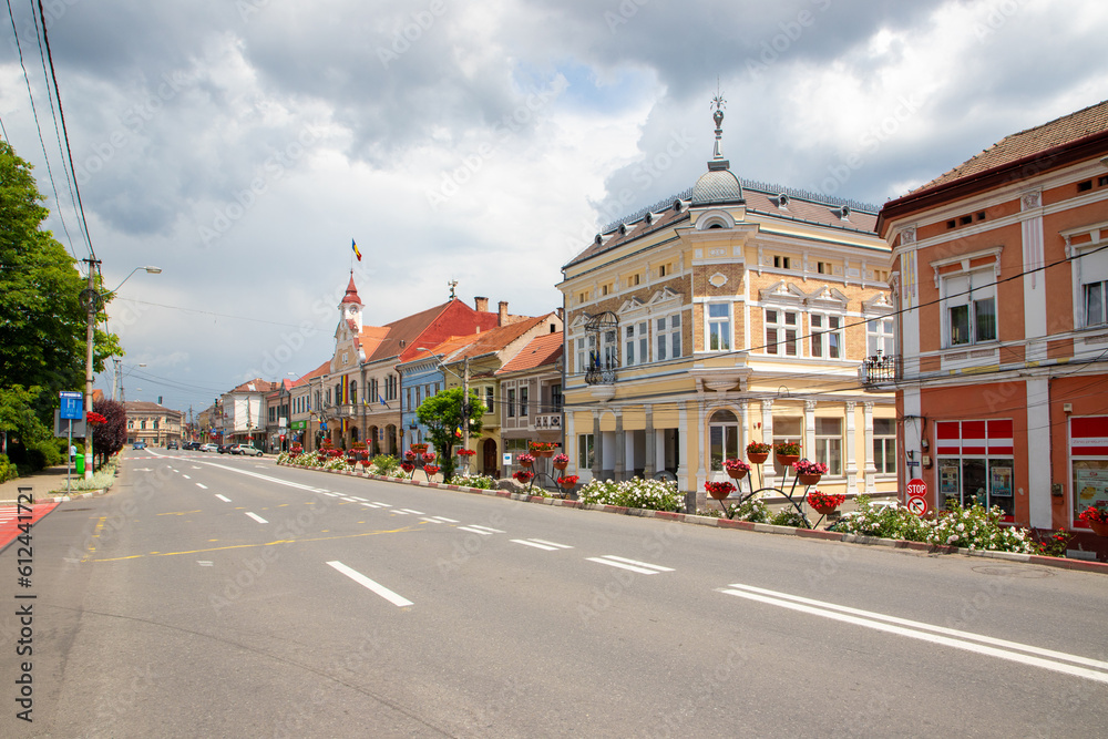 A street in Reghin city - Romania. 11.Jun.2023 It is a town in Mures county - Transylvania area