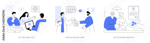 Social security services abstract concept vector illustrations.