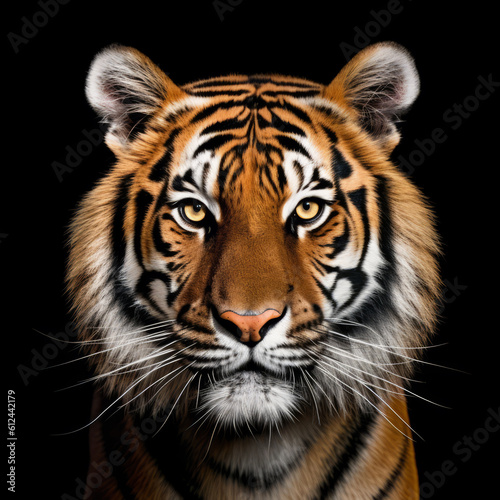 portrait of siberian tiger on black