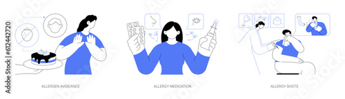 Allergy treatment abstract concept vector illustrations.