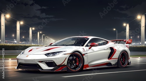 Neon Velocity: Futuristic Sports Car with Dazzling Light Trails