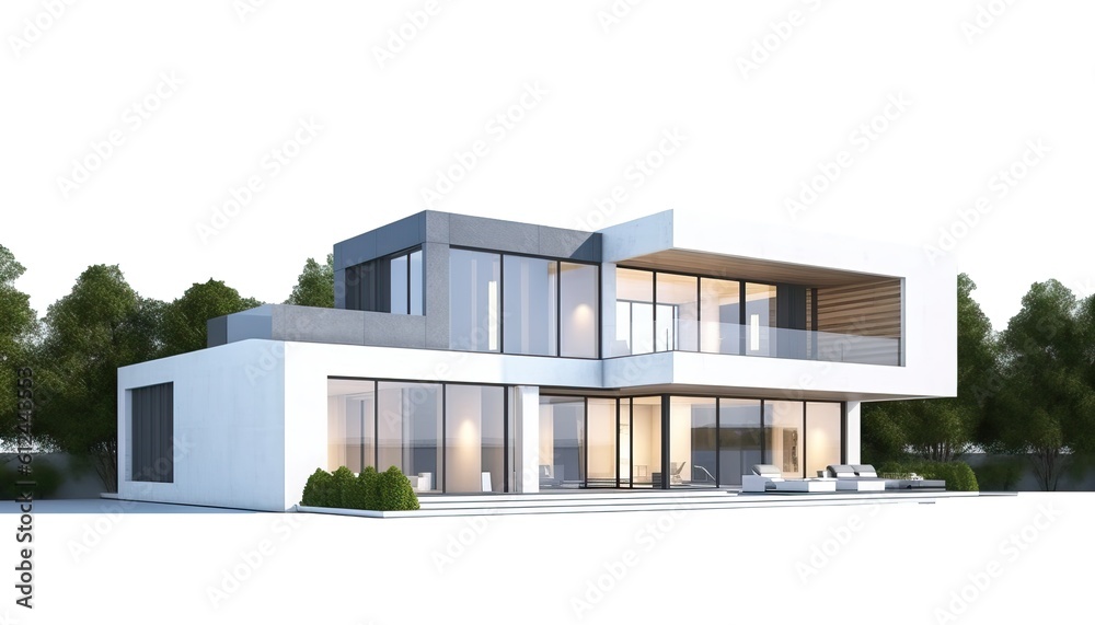 Luxury modern house isolated on white background,Concept for real estate or property.3d rendering