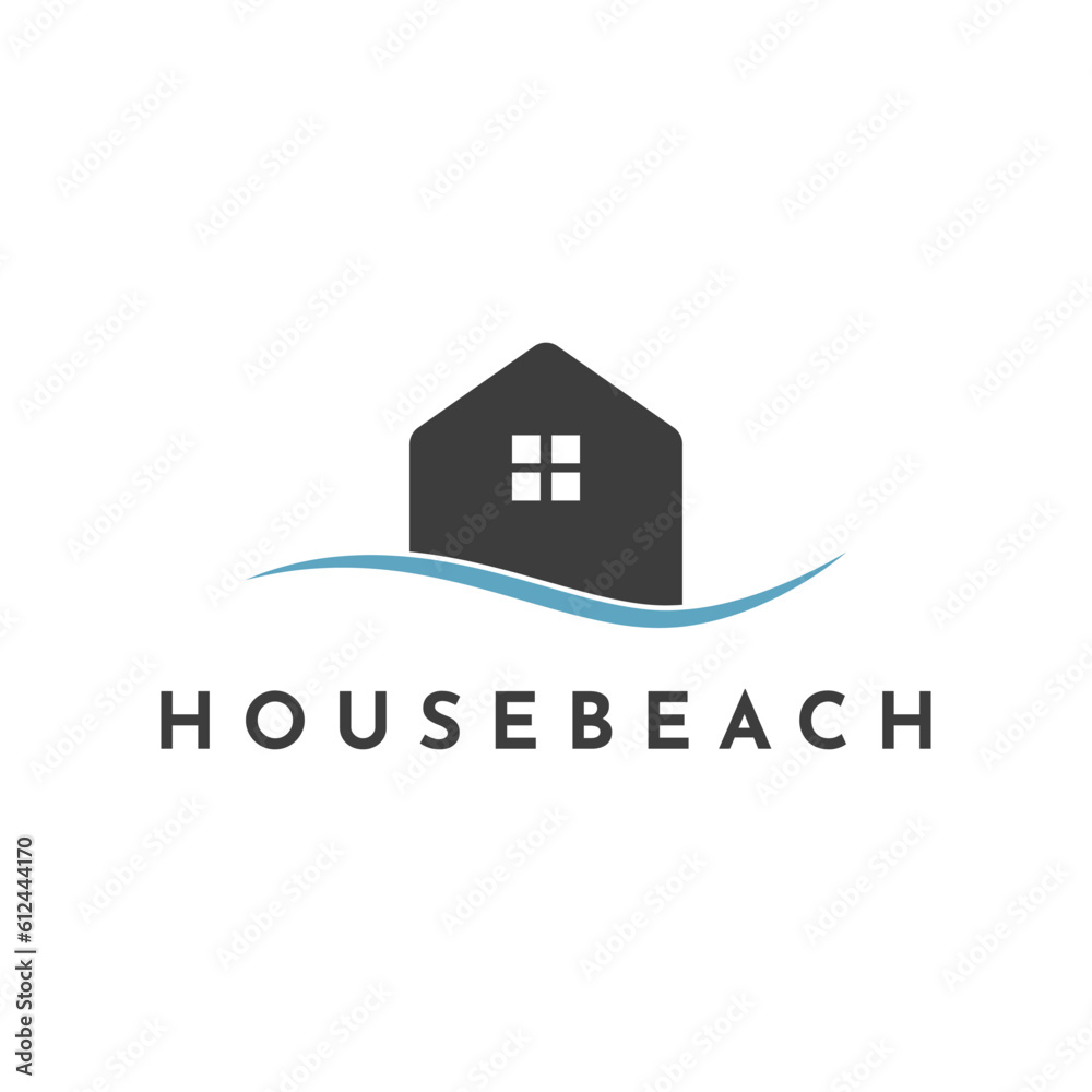 Fototapeta premium Illustration Vector Graphic House Beach Wave Logo Design Idea