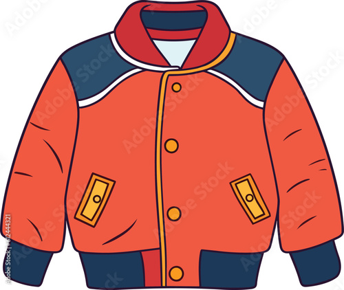 Kids wear, jacket, red and blue, vector illustration isolated on white background