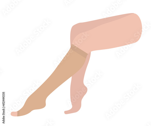 Women's Knee-high compression stockings with open toe. Medical underwear for female legs and feet. Specialized hosiery for varicose veins with with pain and swelling. Vector illustration for medicine.