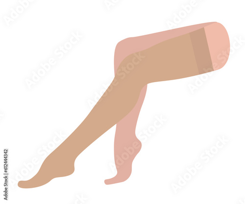 Women's compression stockings. Medical underwear for female feet. Specialized hosiery for varicose veins with pain and swelling. Vector illustration for medicine isolated on white background.
