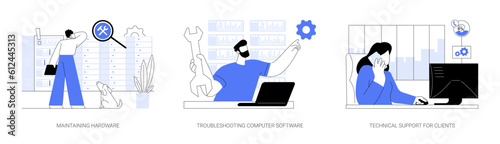 Network technician abstract concept vector illustrations.