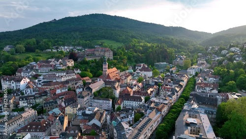 Aerial view of the city Baden-Baden in Germany in summer. thermal springs. Spa photo