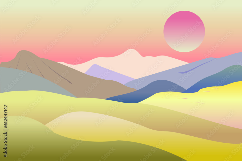 Obraz premium landscape with mountains and sun