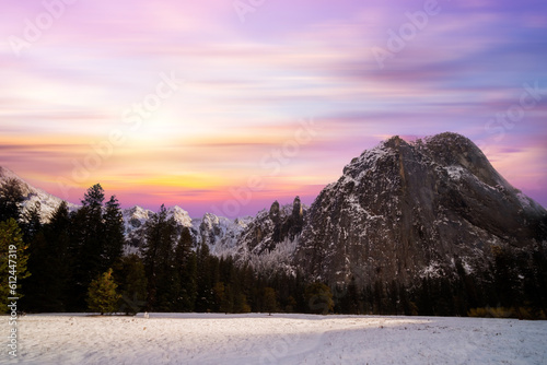 Beautiful landscape of mountains at sunset autumn season,	