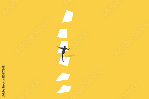 businessman jumping on stepping stone