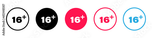 16 plus icon. Adults only. Age limit or restriction. Sixteen plus only. Vector