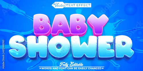 Cartoon Baby Shower Party Vector Editable Text Effect Template