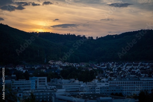 Gloomy cityscape of Oberkochen captured at sunset © Florian Guhl/Wirestock Creators