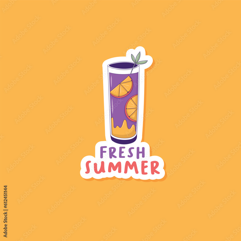 Colorful hand drawn summer beverage sticker Colorful hand drawn summer beverage sticker