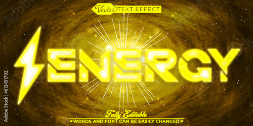 Yellow Neon Shiny Energy Vector Editable Text Effect Template