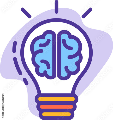 set icon line color business light bulb idea concept brainstorm creation thinking