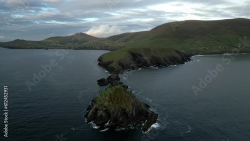 Aerial video of Dunmoore Head and Coumeenoole Beach on the Atlantic Galway in ireland photo