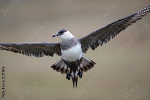 Beautiful shot of a Long-tailed jaeger isolated on a blurred background in Svalbard, Norway © Tommy Winterskiöld Vestlie/Wirestock Creators