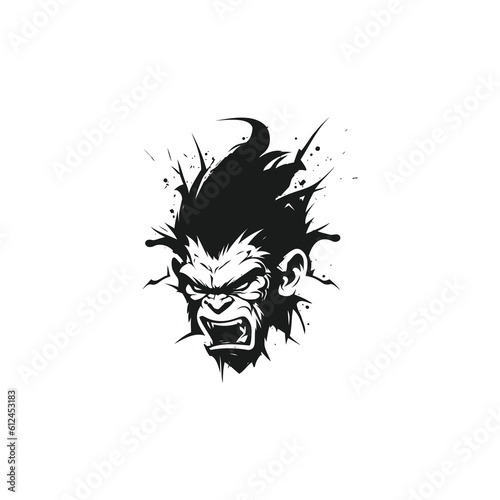 Angry Monkey Head black and white symbol