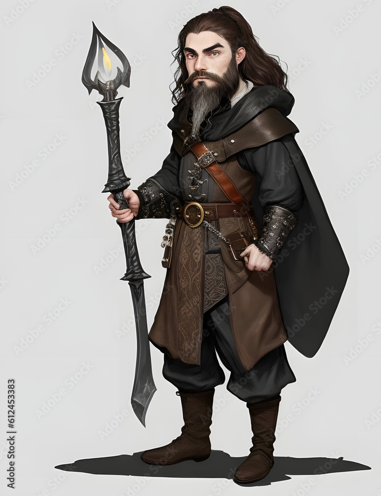 Medieval dwarf black hair fantasy Stock Illustration | Adobe Stock