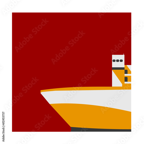 Vector of the tip of the large boat against a red background