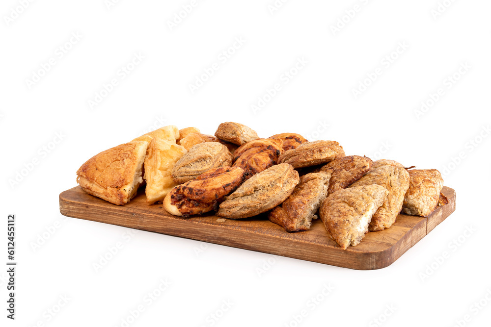 Fototapeta premium Delicious Fresh Pastries From Serbian Bakery. Selective focus, Vivid Colors.