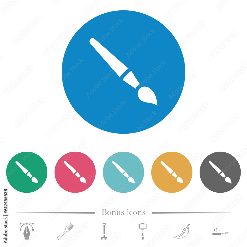 Single brush solid flat round icons Single brush solid flat round icons