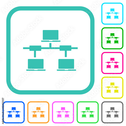 Computer network vivid colored flat icons