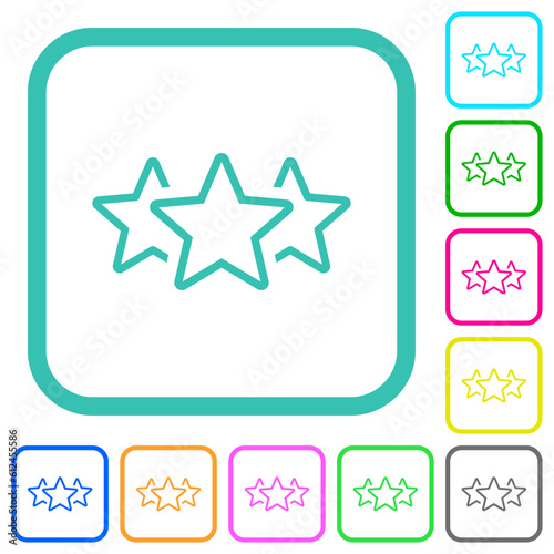 Three star rating outline vivid colored flat icons