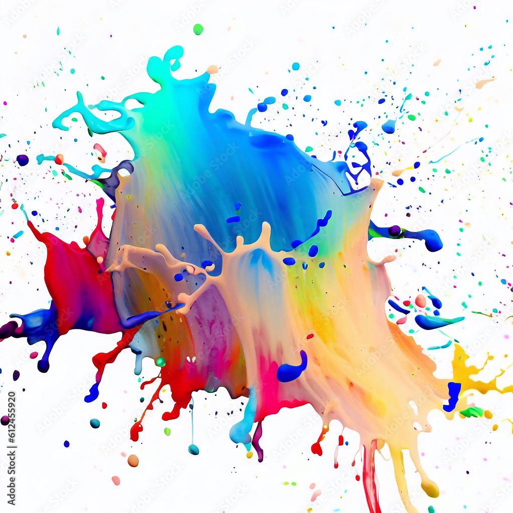Colorful abstract ink splash splatter rainbow colored liquid explosion with generative ai