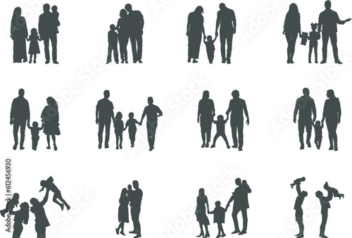 Happy family silhouette  Family silhouette  Family SVG  Family clipart  Family silhouette bundle  Family vector set- V04