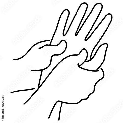 Hand massage. Simple outline black thin line masseur service icon isolated on transparent background. Line thickness editable