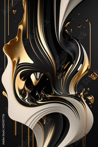 Abstract white, black and gold background. Luxury wallpaper. AI 