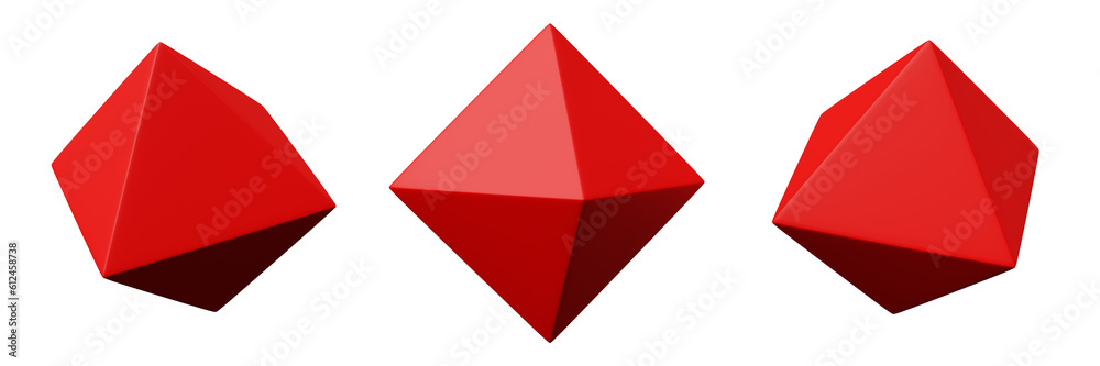 3d octahedron red realistic rendering of basic geometry object 3d octahedron red realistic rendering of basic geometry object