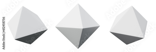 3d octahedron white realistic rendering of basic geometry object photo