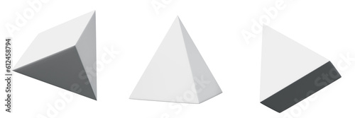 3d 4 side pyramid white realistic rendering of basic geometry object