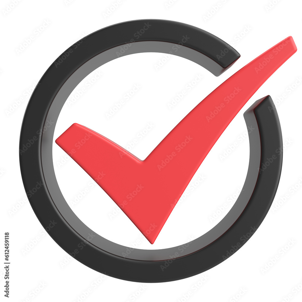 3D checkbox. Check mark. 3D illustration. 3D checkbox. Check mark. 3D illustration.
