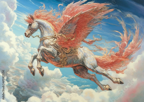 Pegasus winged horse , Greek mythology. generative ai